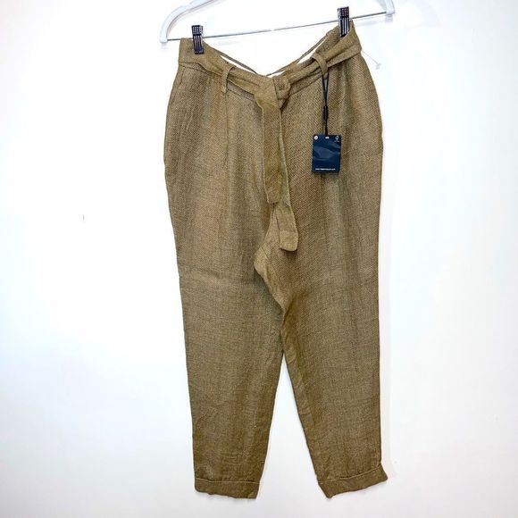 NWT Massimo Dutti Burlap Linen High Waist Pants Womens Sz 8 - Picture 1 of 9